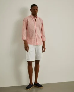 Camisa slim fit com padrão de riscas|LION OF PORCHES Flash Sale