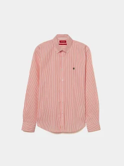 Camisa slim fit com padrão de riscas|LION OF PORCHES Flash Sale