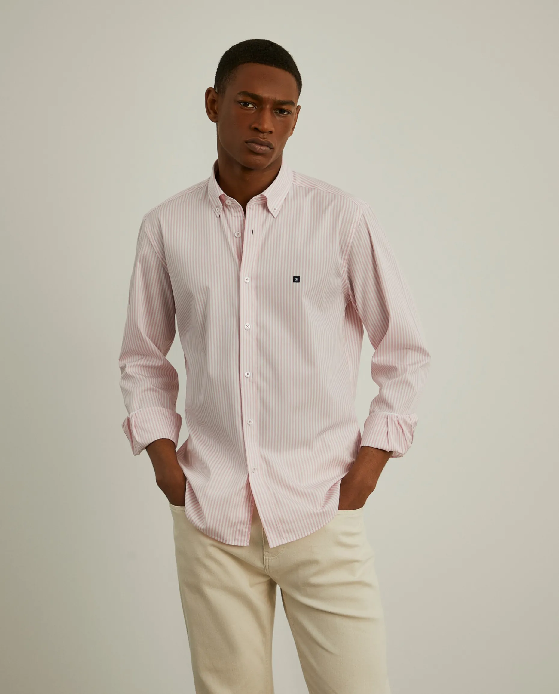 Camisa slim fit com padrão de riscas|LION OF PORCHES Cheap
