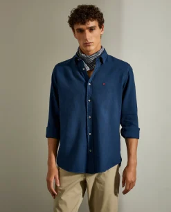 Camisa slim fit com textura|LION OF PORCHES Flash Sale
