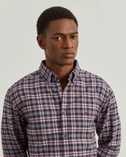 Camisa slim fit de algodão com padrão de xadrez|LION OF PORCHES Hot