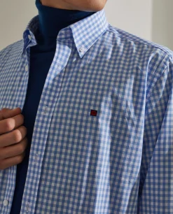 Camisa slim fit de algodão com padrão de xadrez|LION OF PORCHES Flash Sale