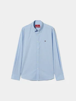 Camisa slim fit de algodão em cor lisa|LION OF PORCHES Shop