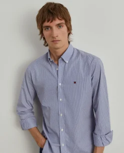 Camisa slim fit de algodão às riscas|LION OF PORCHES New