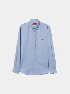 Camisa slim fit de algodão em cor lisa|LION OF PORCHES Shop
