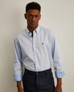 Camisa slim fit de algodão em cor lisa|LION OF PORCHES Clearance