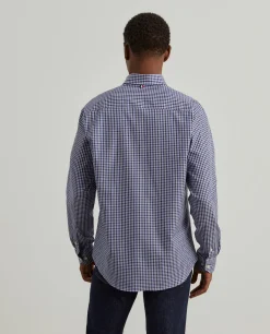 Camisa slim fit de algodão com padrão de xadrez|LION OF PORCHES Sale