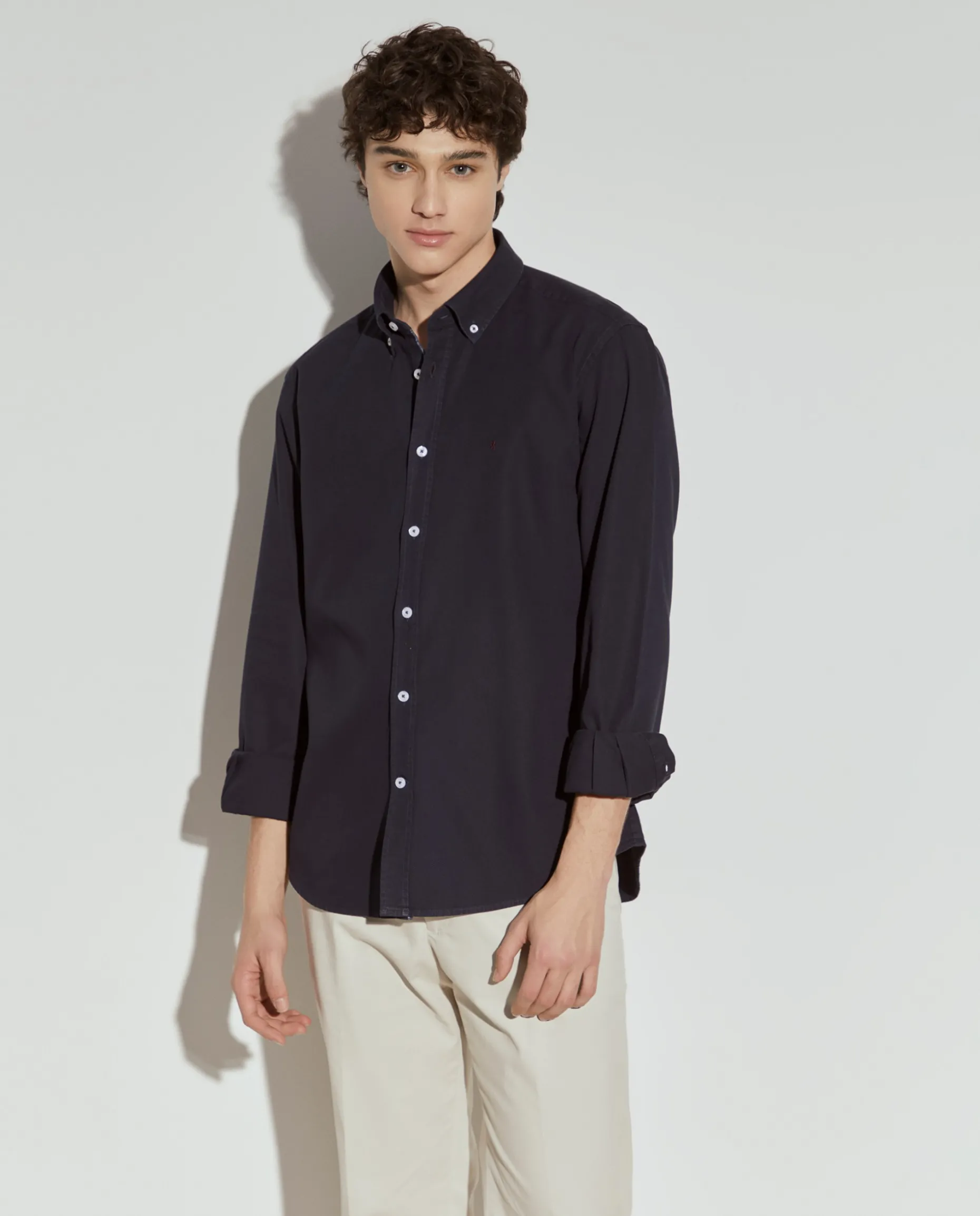 Camisa slim fit de algodão garment dye|LION OF PORCHES Outlet