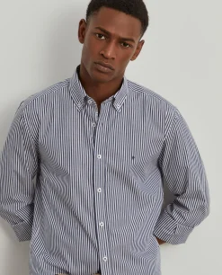 Camisa slim fit de algodão às riscas|LION OF PORCHES Clearance