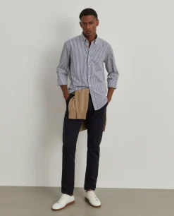 Camisa slim fit de algodão às riscas|LION OF PORCHES Clearance