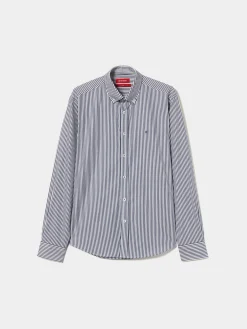 Camisa slim fit de algodão às riscas|LION OF PORCHES Clearance