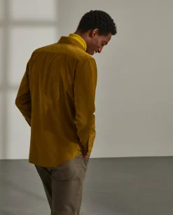 Camisa slim fit de bombazine em cor lisa|LION OF PORCHES Fashion