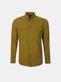 Camisa slim fit de bombazine em cor lisa|LION OF PORCHES Fashion