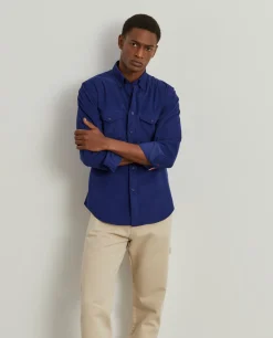 Camisa slim fit de bombazine em cor lisa|LION OF PORCHES Best