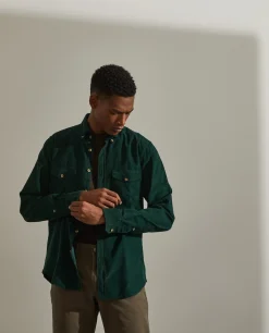 Camisa slim fit de bombazine em cor lisa|LION OF PORCHES Best Sale