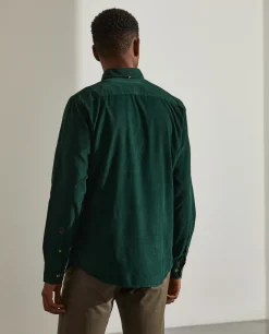 Camisa slim fit de bombazine em cor lisa|LION OF PORCHES Best Sale