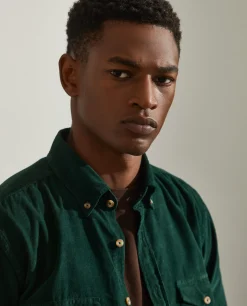 Camisa slim fit de bombazine em cor lisa|LION OF PORCHES Best Sale