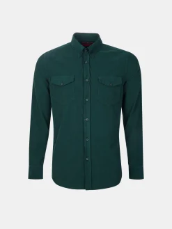Camisa slim fit de bombazine em cor lisa|LION OF PORCHES Best Sale