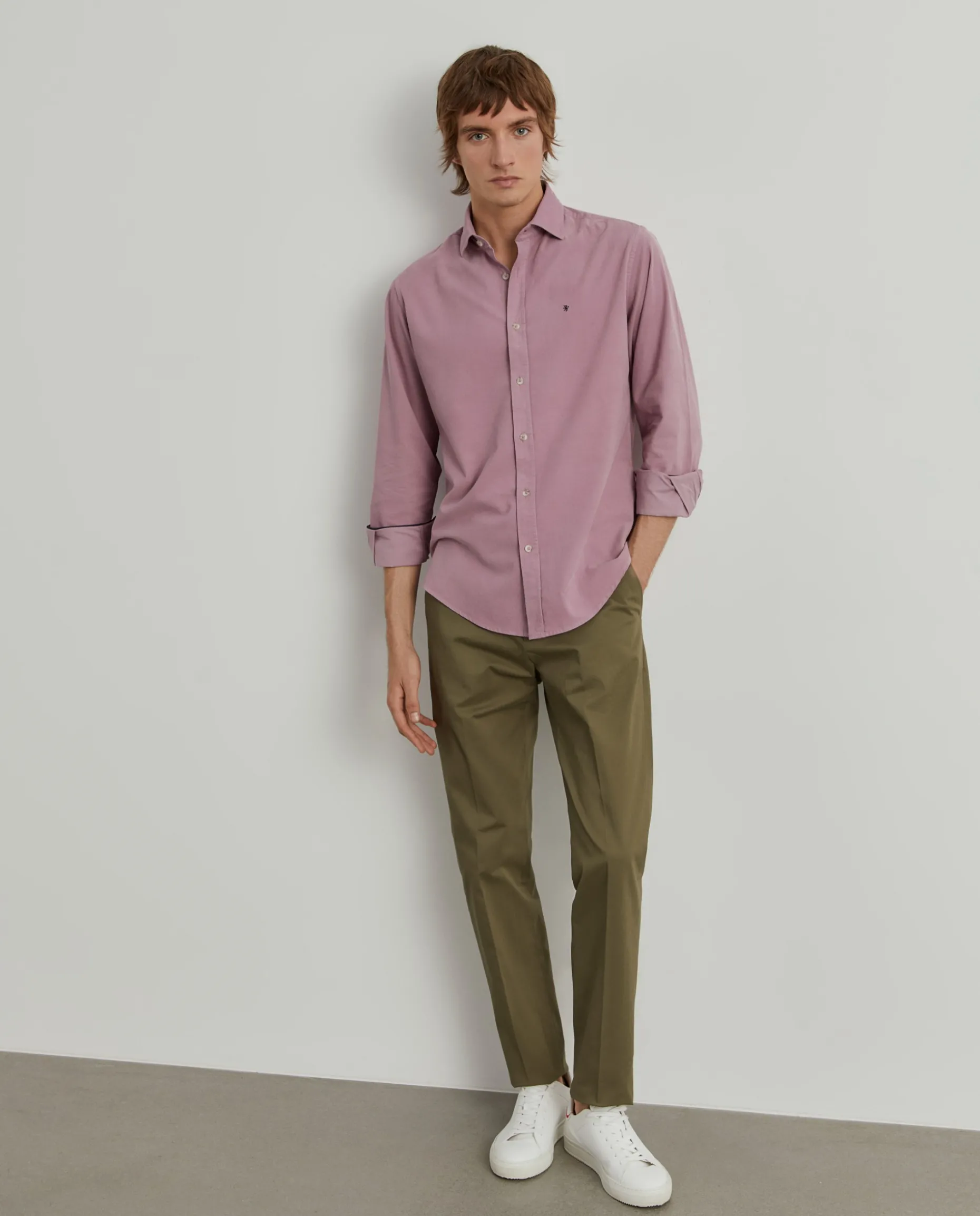 Camisa slim fit de bombazine|LION OF PORCHES Flash Sale