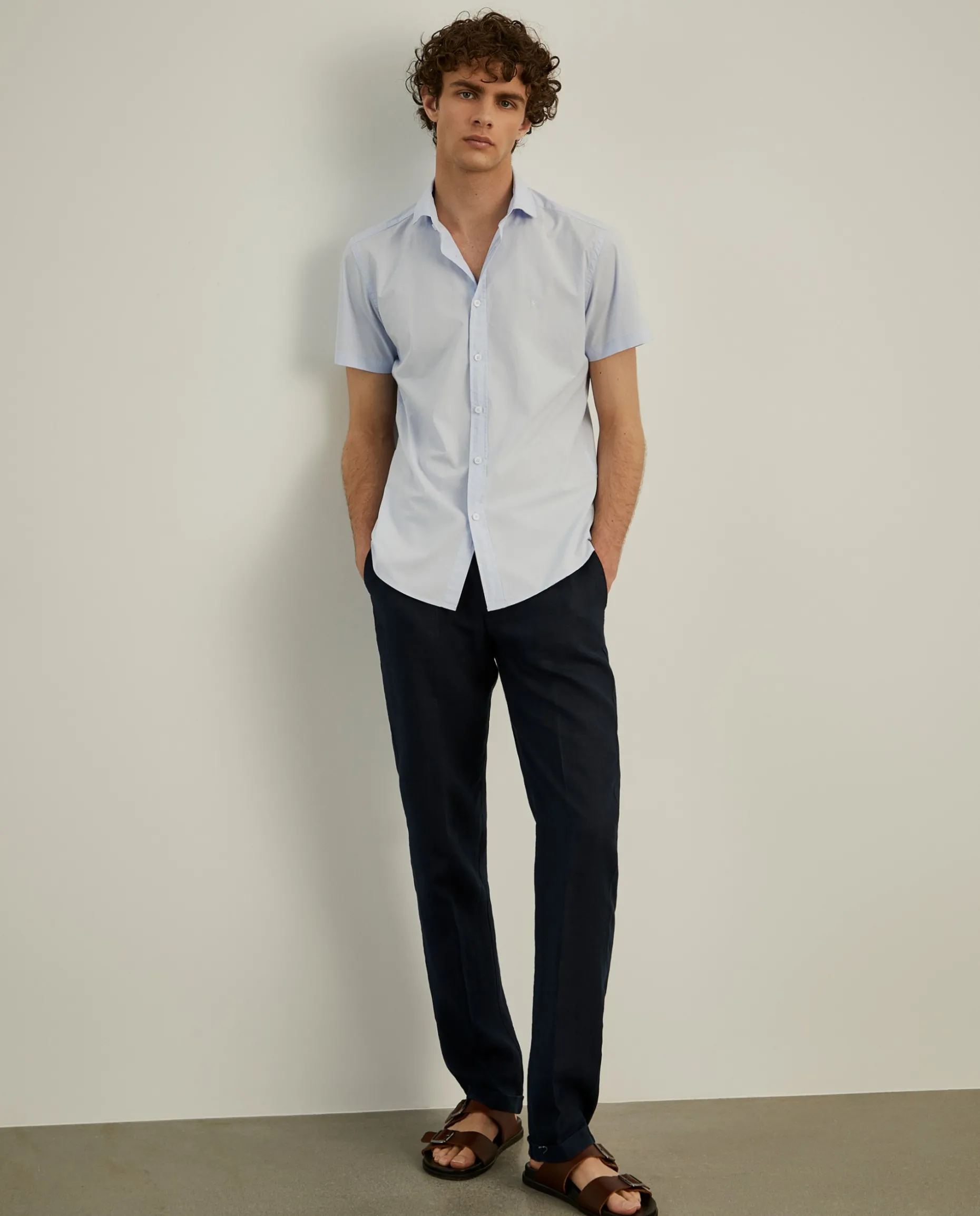 Camisa slim fit de manga curta|LION OF PORCHES Store