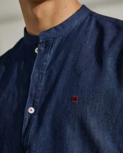 Camisa slim fit denim com carcela de polo|LION OF PORCHES Sale