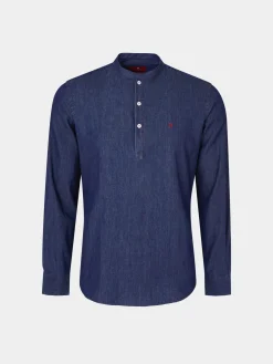 Camisa slim fit denim com carcela de polo|LION OF PORCHES Sale