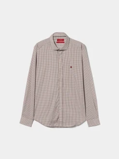 Camisa slim fit em algodão padrão quadrados|LION OF PORCHES Best Sale