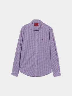 Camisa slim fit em algodão padrão quadrados|LION OF PORCHES Clearance