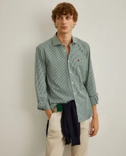 Camisa slim fit em algodão padrão quadrados|LION OF PORCHES Discount