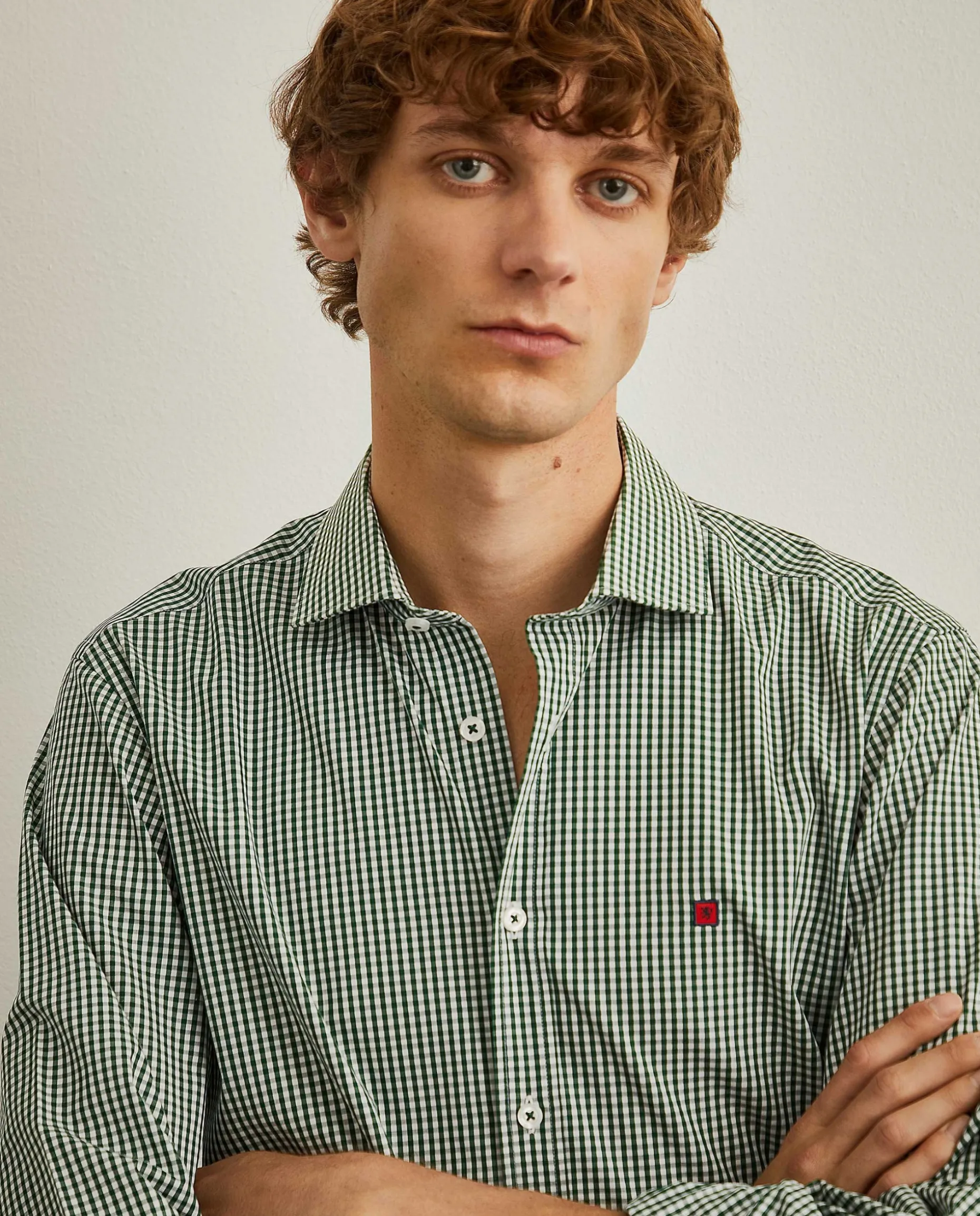 Camisa slim fit em algodão padrão quadrados|LION OF PORCHES Discount