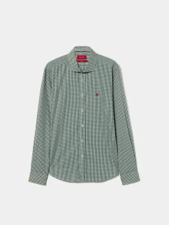 Camisa slim fit em algodão padrão quadrados|LION OF PORCHES Discount