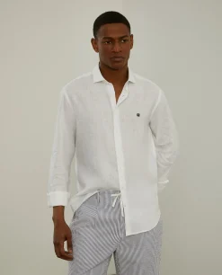 Camisa slim fit em linho garment dye|LION OF PORCHES Online