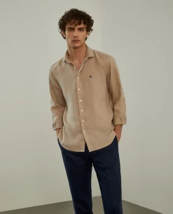 Camisa slim fit em linho garment dye|LION OF PORCHES Online
