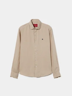 Camisa slim fit em linho garment dye|LION OF PORCHES Online