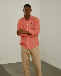 Camisa slim fit em linho garment dye|LION OF PORCHES Online