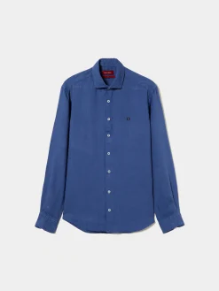 Camisa slim fit em linho garment dye|LION OF PORCHES Discount