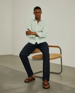 Camisa slim fit em linho garment dye|LION OF PORCHES Online