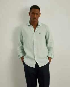 Camisa slim fit em linho garment dye|LION OF PORCHES Online