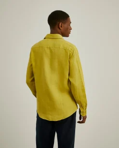 Camisa slim fit em linho garment dye|LION OF PORCHES Flash Sale