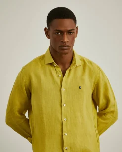 Camisa slim fit em linho garment dye|LION OF PORCHES Flash Sale