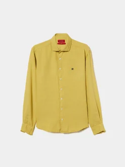 Camisa slim fit em linho garment dye|LION OF PORCHES Flash Sale