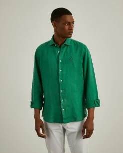 Camisa slim fit em linho garment dye|LION OF PORCHES Best Sale