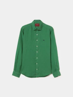 Camisa slim fit em linho garment dye|LION OF PORCHES Best Sale