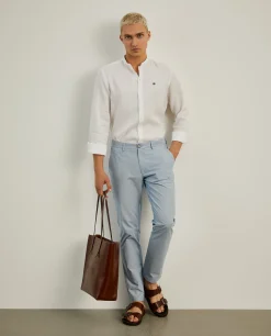 Camisa slim fit em linho gola mandarim|LION OF PORCHES Cheap