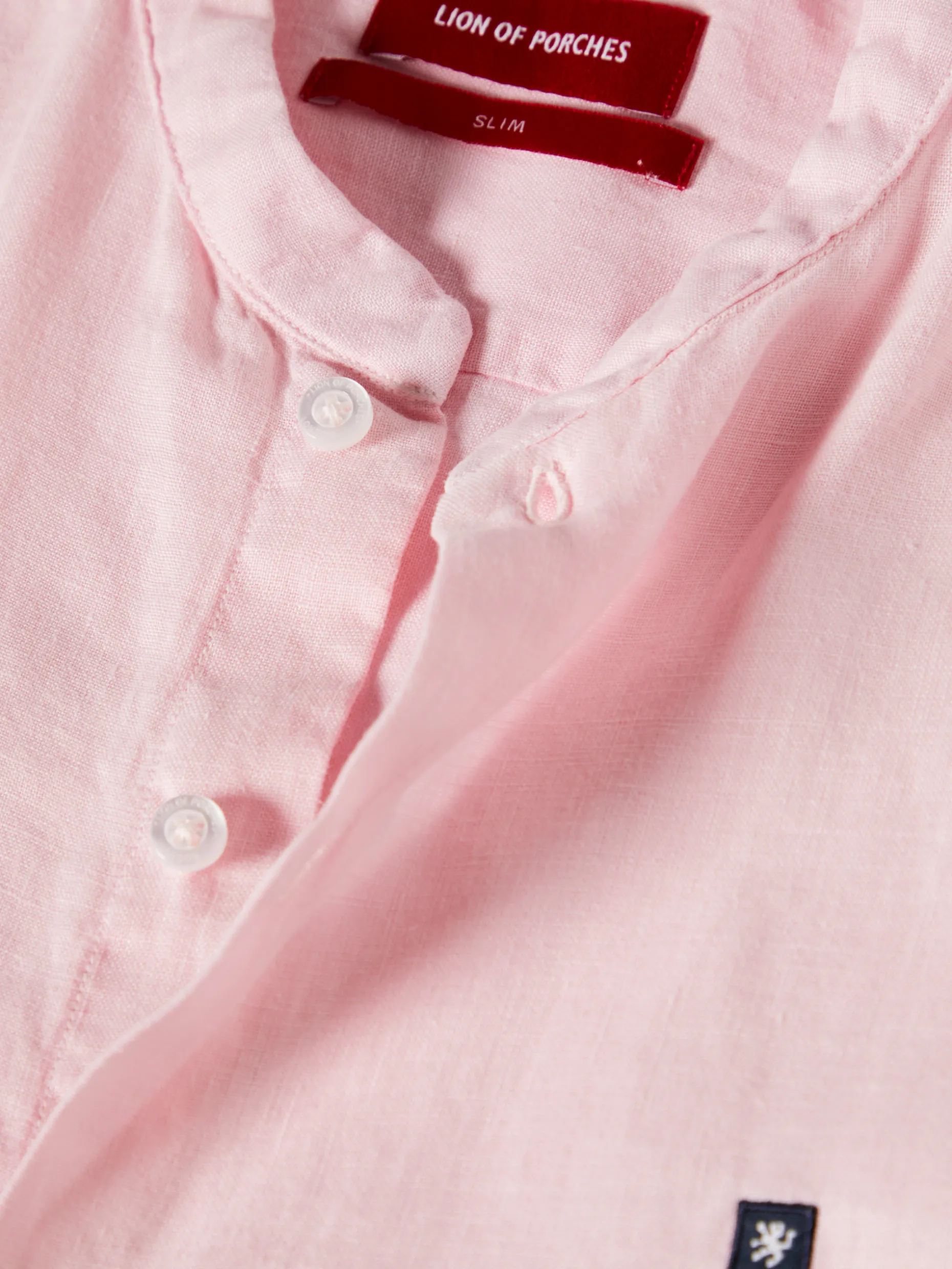 Camisa slim fit em linho com gola mandarim|LION OF PORCHES Cheap