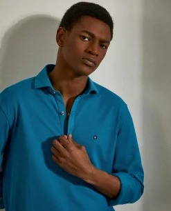 Camisa slim fit em malha piqué com carcela de polo|LION OF PORCHES New