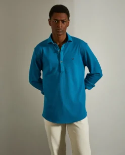 Camisa slim fit em malha piqué com carcela de polo|LION OF PORCHES New