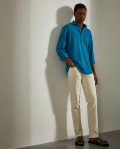 Camisa slim fit em malha piqué com carcela de polo|LION OF PORCHES New
