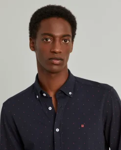 Camisa slim fit em malha piquê com padrão|LION OF PORCHES Clearance