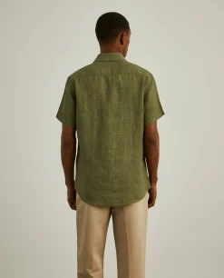 Camisa slim fit manga curta em linho|LION OF PORCHES Hot
